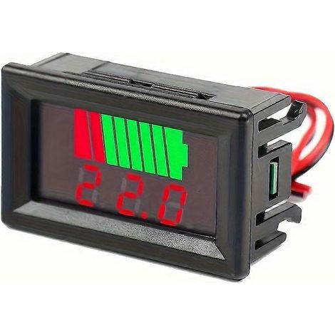Moniteur de batterie, voltmètre de batterie 2 en 1 12 V, 24 V, 36 V, 48 V, 60 V, 72 V, testeur de capacité de batterie numérique LED pour golf [jkw] (1/5)