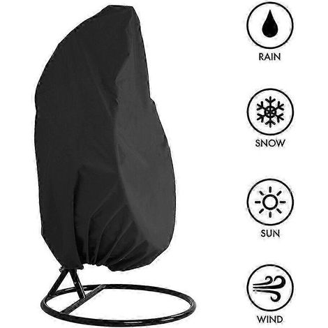 Housse imperméable et anti-poussière pour balancelle suspendue d'extérieur - Housse de protection solaire en polyester 210D pour terrasse et jardin, noire, 190 x 115 cm (1/4)