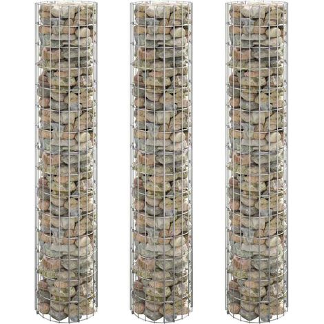 Jardinière de jardin - Balconnière à fleurs Lit surélevé à gabion circulaire 3pcs Acier galvanisé Ø30x150cm BV979455 - BonneVie (1/5)