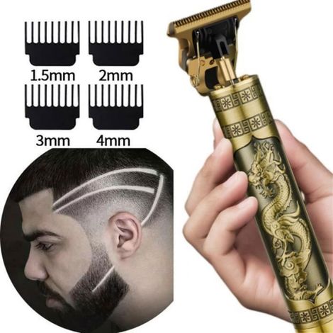 Rasoir électrique - - Tondeuse à barbe - Finition sans fil - Dragon doré rétro (1/5)