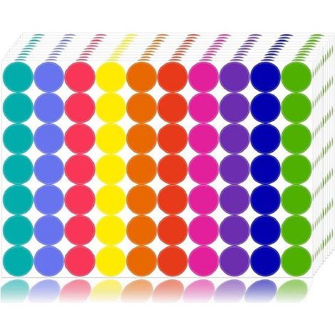 1400 Étiquettes Rondes Colorées avec Codes Couleur (1/5)