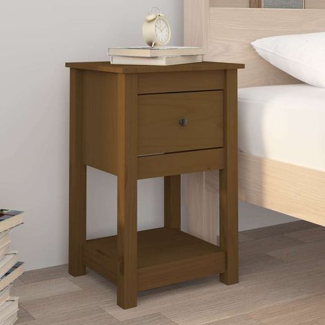 vidaXL Table de chevet Marron miel 40x35x61,5 cm Bois de pin solide (1/5)