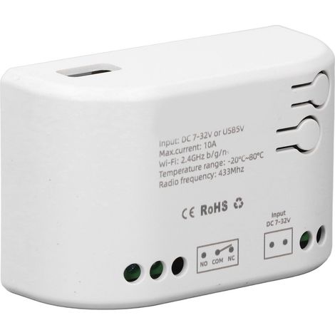 Relais WiFi intelligent à verrouillage momentané 7-32 V pour contrôle via l'application EWeLink (maison connectée) (1/5)