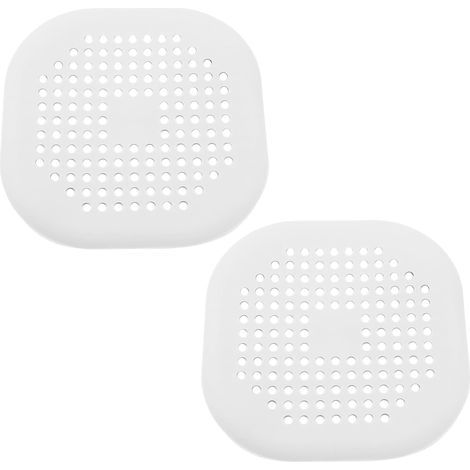 Square silicone shower hair catcher with suction cup, easy to install, pack of 2 (white) (1/5)
