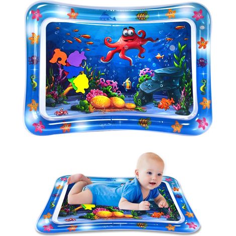 Alfombra de agua para bebés a partir de 3, 6, 9 meses, 70 x 50 cm, alfombrilla de juego para el agua para bebé, sin BPA, esterilla inflable para el tiempo abdominal, juguete educativo para (1/4)