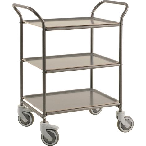 Kongamek Tablettwagen 770x495x960mm Anthrazit grau pulverbeschichtet mit Bremse und 3 Tabletts in grau (1/2)