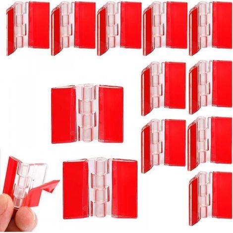 Charnière, Lot de 12 charnières en acrylique transparent - 35 x 30 mm Petites charnières de piano - En plastique transparent - Pour armoire, tiroir (1/5)