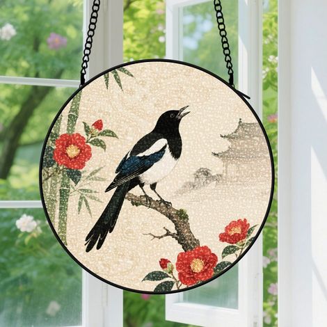 Suspension en vitrail, attrape-soleil minimaliste unique, décoration fenêtre porte, cadeau Noël, Fête des Mères pour femme, homme, maman 9cm (1/5)