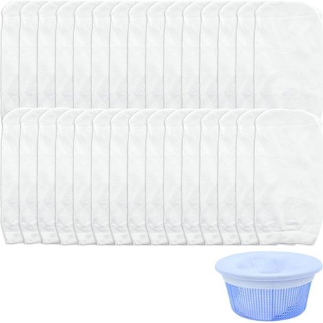 Lot de 30 Chaussettes de Skimmer, Filets de Skimmer résistants pour filtrer Feuilles, Mousse, Insectes, Cheveux, Cailloux et débris (22 x 13 cm) (1/5)