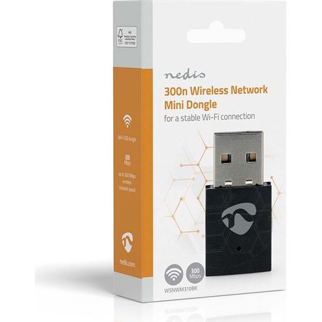 Nedis Netzwerk-Dongle / Wi-Fi / N300 / 2.4 GHz / USB2.0 / Wi-Fi speed total: 300 Mbps / Windows 10 / Windows 11 / Windows 8