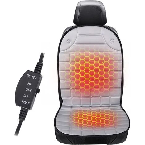 Couvre-Sièges Chauffants 30 °C à 65°C Chauffage Rapide, Chauffage de Siège de Voiture 12 V, Coussin De Siège d'hiver, Gris (1/5)