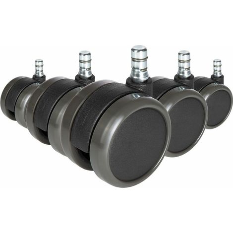 [NEUWERTIG] B-Ware 5x Rolo No Noise 11mm/65mm Hartböden Stuhlrollen Rollen Schwarz Hjh Office