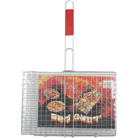Utensilios de barbacoa grandes de acero inoxidable para pescado a la parrilla, seis hamburguesas, 59,5 x 34 x 22,5 cm (1/5)