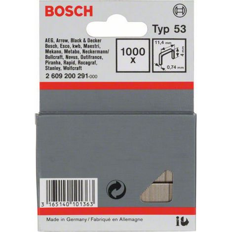 Bosch Accessories 2609200291 Feindrahtklammern Typ 53 1000 St. Abmessungen (L x B) 4 mm x 11.4 mm