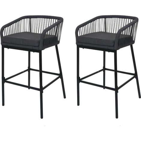 Juego de 2 taburetes de bar con asiento ergonómico 92 x 51 x 53 cm estilo moderno metal gris 040009613 (1/5)