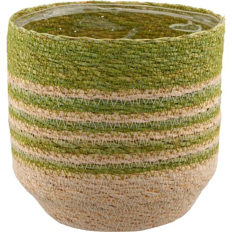 GASPER CREATIV home Übertopf Grün & Natur mit Folienauskleidung Ø 16 cm - Seegras