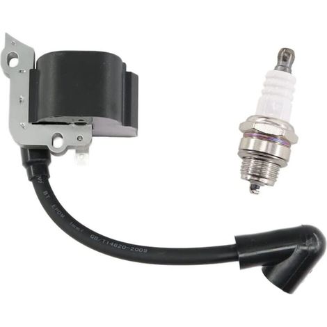 Bobine d'allumage avec bougie d'allumage pour Stihl FS38 FS46 FS45 FS55 FC55 FC55Z FC55-DZ HL45 HL45Z HL45-DZ HS45 HS45Z KM55 KM55RZ KM55C KM55R Tronçonneuse de rechange 4140 400 1308 H559 (1/4)