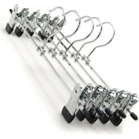 Lot de 20 cintres porte-pantalons en métal - OHP - Clips à crocodile antidérapants - Gris (1/4)