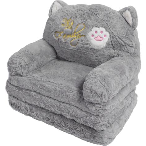 Canapé Enfant Bébé, Fauteuil Cartoon Chat Convertible, Chaise Pliable Lit Sieste Jeu Repos, Gris 3 Couches (1/5)