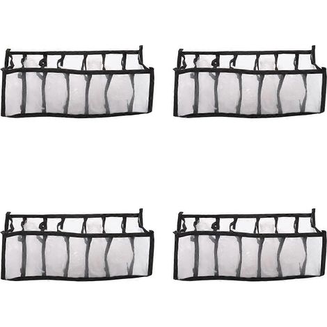 Lot de 4 organisateurs de rangement pour armoire, boîte de rangement à compartiments pour jeans, noir-- (1/5)