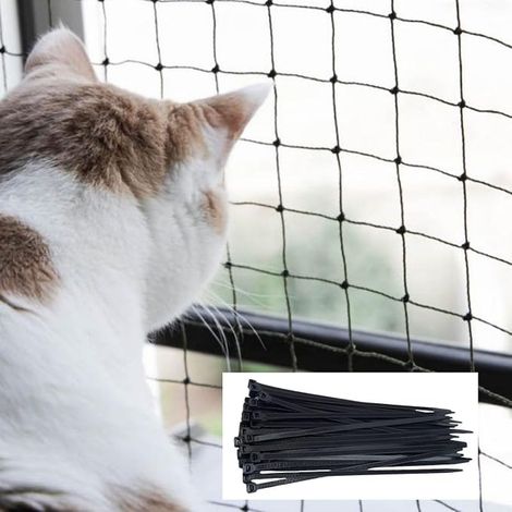 Filet pour Chat de Balcon et fenêtre 6x3m, sans perçage, en Nylon , pour terrasse, fenêtres et Portes. (Noir) (1/5)