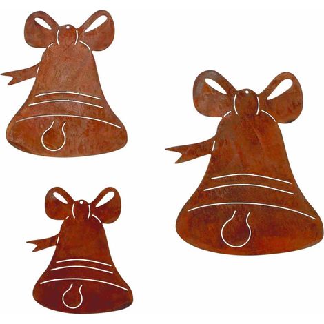 Cloche de Noël suspendue en métal effet rouille patine pour décoration de sapin et jardin - PANGIVO
