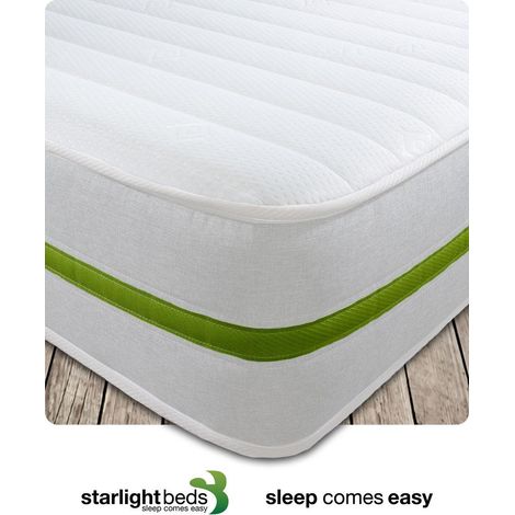 Starlight Beds – Small Double Mattress. Hybrid 8 inch Deep Small Double Eco Friendly Mattress with Memory Fibre and Springs. 4ft x 6ft3 (STARLIGHT 06) (1/4)