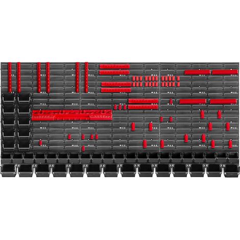 KADAX Werkstattwandregal, Wandplatten, 174 x 78 cm, Rot und Schwarz, 110 tlg.