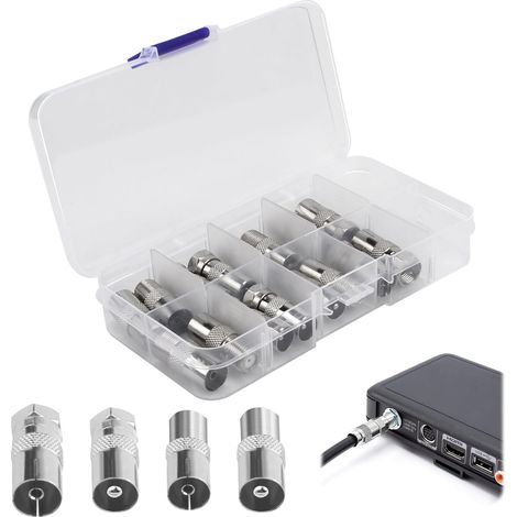 16 Adaptateur de Prise Coaxiale F/T Connecteur Mâle à Femelle Couplage Câble RF Compatible avec Appareils Internet A/V cable antenne tv Port Audio Vidéo Numérique (1/5)