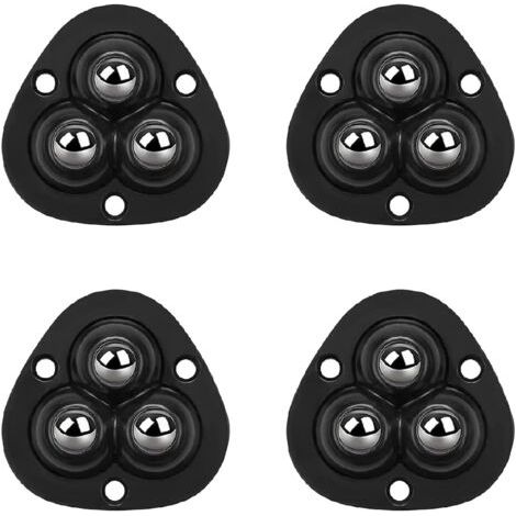 Poulies auto-adhésives - Rotation à 360°. compatibles avec les machines à café et les appareils de cuisine - 3 billes. noires. lot de 4 (1/4)
