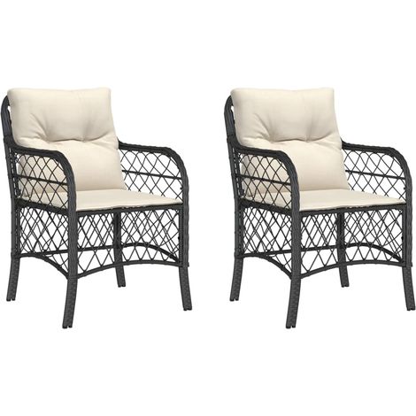 Maison Exclusive - Sedie da Giardino con Cuscini 2 pz Nere in Polyrattan