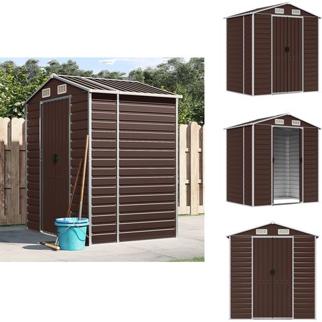 Abri de jardin marron 191x130x198 cm acier galvanisé - Abri De Jardin - Abri Métallique - Rangement Extérieur - Stockage Jardin - Outillage (1/5)