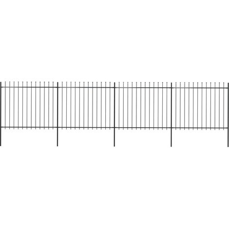 FIMEI Clôture de jardin avec dessus en lance Acier 6,8 x 1,5 m Noir (1/5)