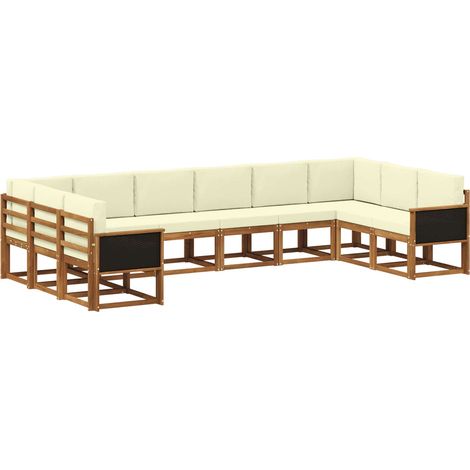 Outdoor Sofa Set 10 pcs Natural and Cream Solid Acacia Wood vidaXL (1/5)