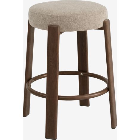 SKLUM Hoher Hocker aus Chenille-Stoff und Eisen Jolie Braun Dunkles Holz ↑75 cm                                  (1/5)