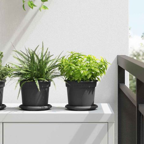 Runder Blumentopf 6 pcs Schwarz Ø 15 x 12 cm Kunststoff