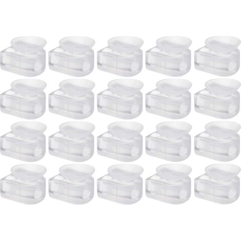 Cyclingcolors – Lot de 20 taquets à ventouse en plastique transparent – Dimensions 13x15mm – Pour étagères et plateaux en verre – Support discret