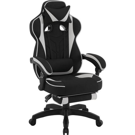 WOLTU Sedia Gaming Ufficio Ergonomica Girevole Schienale in Tessuto Traspirante Reclinabile Altezza Regolabile Grigio
