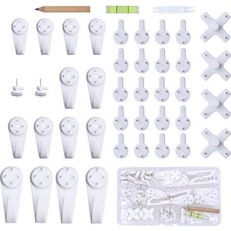 Cyslmuk – Lot de 43 crochets de fixation murale sans perçage – Plastique haute qualité – Pour surfaces en bois et revêtements muraux – Accroche cadre photo - 43pcs (1/4)