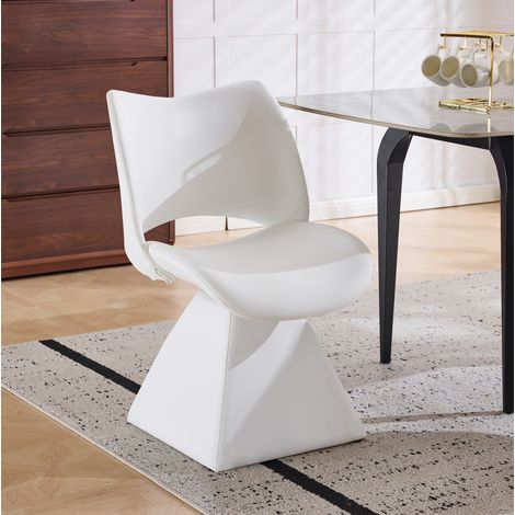 Silla giratoria 60x50x45 cm blanca de metal y madera con respaldo alto acolchado (1/5)