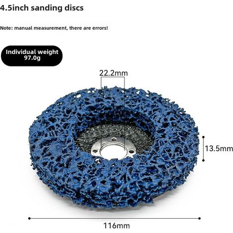 Disque de polissage en acier inoxydable, disque de polissage diamant noir pour décapage de peinture automobile, bois, plastique, nylon, élimination de la rouille (disque de polissage bleu de 4,5 pouce (1/5)