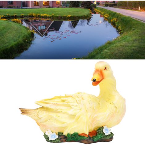 [Figura de pato de resina] Figura decorativa de pato hecha de resina duradera para jardín y patio, ideal para decoración exterior, 25 cm de alto, amarillo, 850 g (1/5)