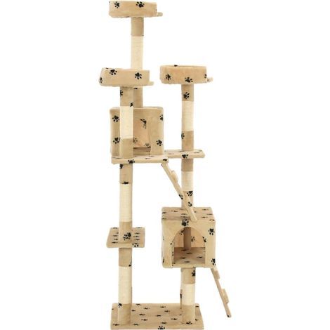 Maison Exclusive - Albero per Gatti Tiragraffi Sisal 170 cm Zampe Stampate Beige