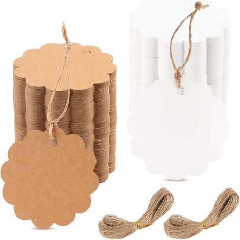 200 Pcs Etiquettes Kraft, Etiquettes Cadeaux, Étiquettes en Papier Kraft Rond avec 40 m Ficelle de Jute pour Bricolage, Mariage, Noël, Fête, Emballage Cadeau (1/5)