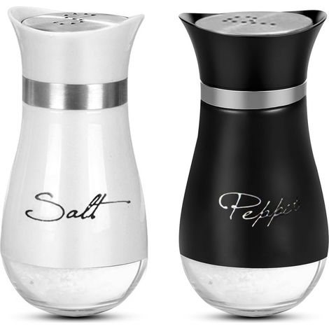 Salière et poivrière de table en verre avec couvercle en acier inoxydable, moulin à épices pour la cuisine, la table et le barbecue.