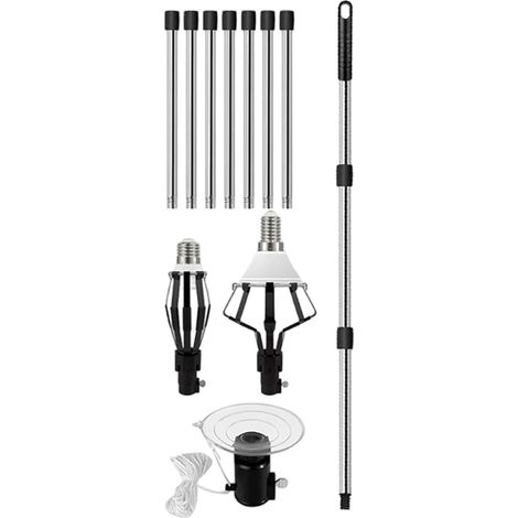 Changeur D'Ampoule Léger 3,96 M Télescopique Ergonomique Ventouse Panier Outil De Retrait D'Ampoule Domestique Pour Hauts Plafonds Lustre Maison Industriel Résidentiel Projecteur Intérieur (1/5)
