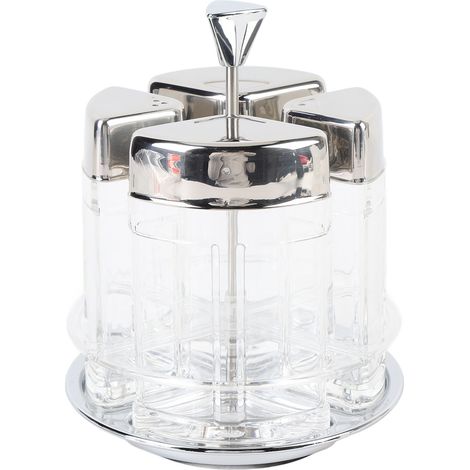 Barattoli trasparenti girevoli per condimenti da cucina, 2 x 150 ml, 2 x 80 ml, bottiglie per olio e sale. (1/5)