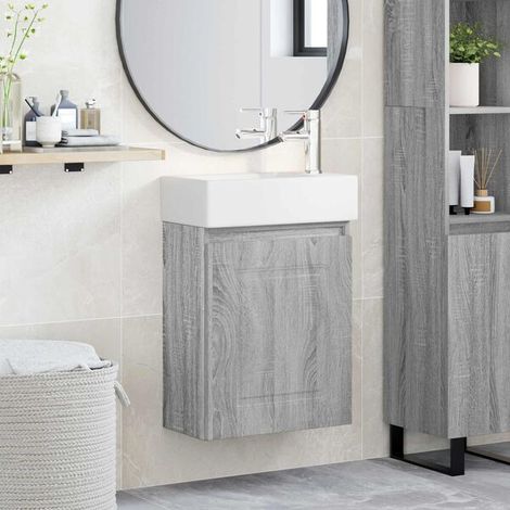Meuble De Salle De Bain Avec Robinet Sonoma Gris 45,5 x 22,5 x 84 cm, Mural (1/4)