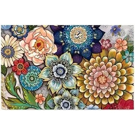 Modern woven rug 59"x39" - Floral print - Ultra soft - Machine washable (1/5)