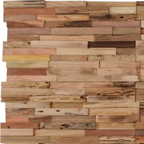 Panneaux décoratifs muraux 10 pcs 1,03m² – Bois de teck recyclé – Dimensions 570x180x20mm – Finition naturelle pour design rustique – Inlife (1/5)